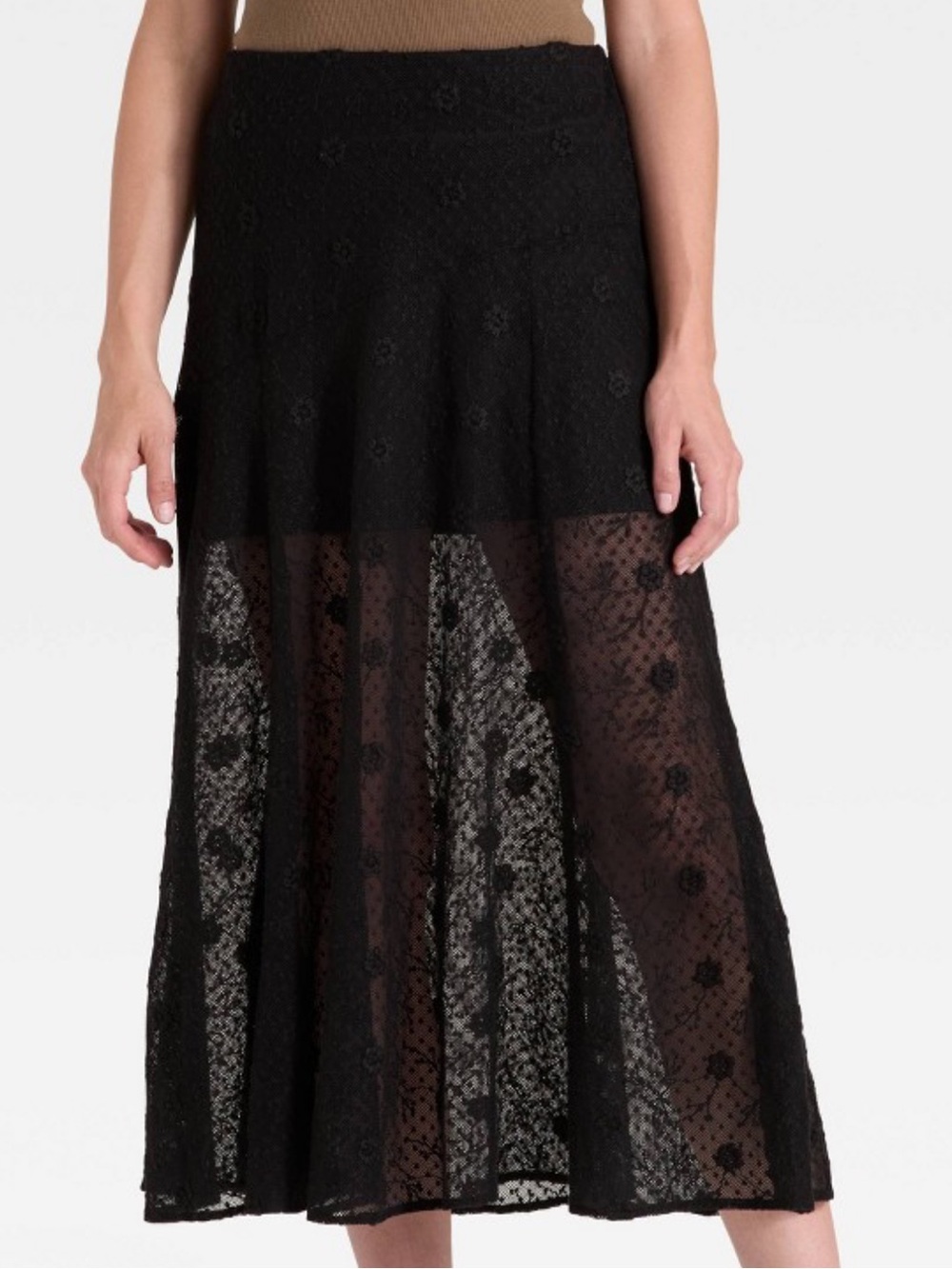 Universal Thread Black Lace Midi Skirt